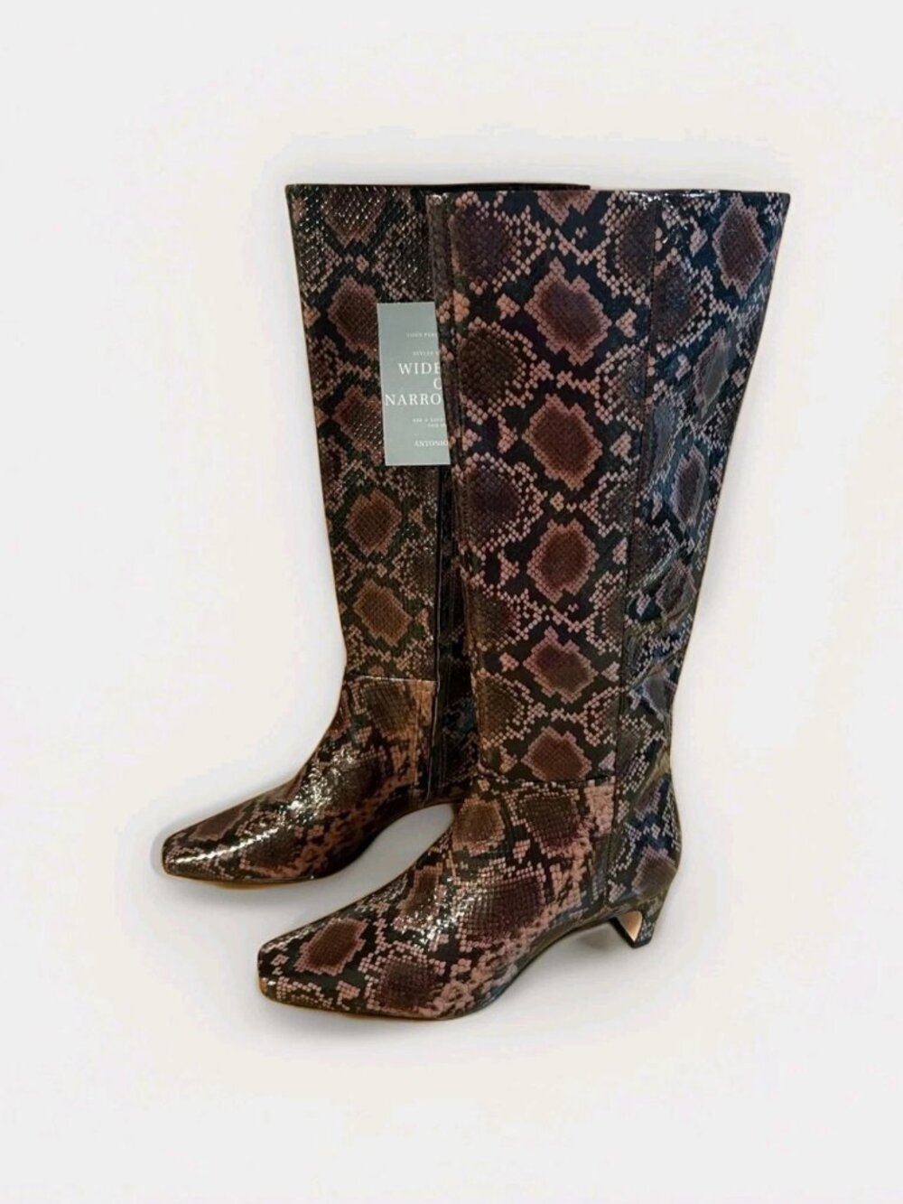 Antonio Melani Brown Mades Faux Snake Patent Leather Tall Boot Size 7 NEW